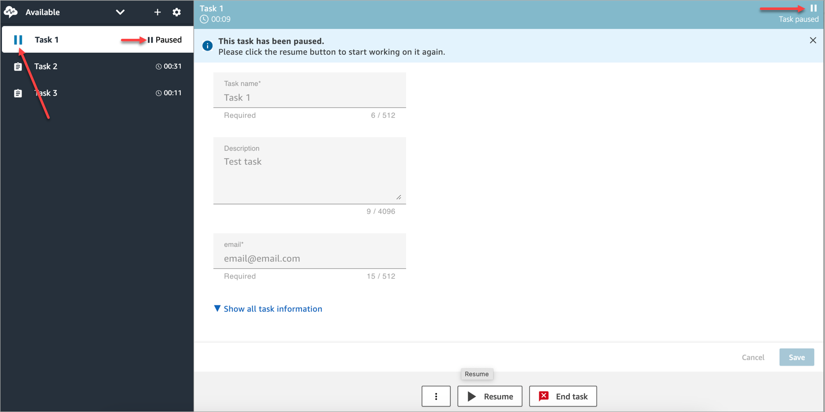 タスクのステータスアイコン