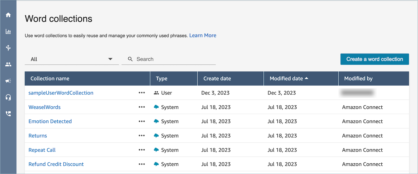UI の [キーワードまたはフレーズを入力] オプション。