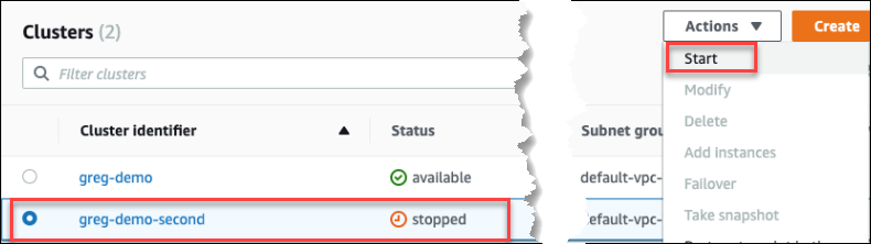 イメージ: クラスターの開始