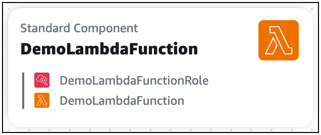 2 つのDemoLambdaFunction標準 IaC リソースカードを含む標準コンポーネントカード。