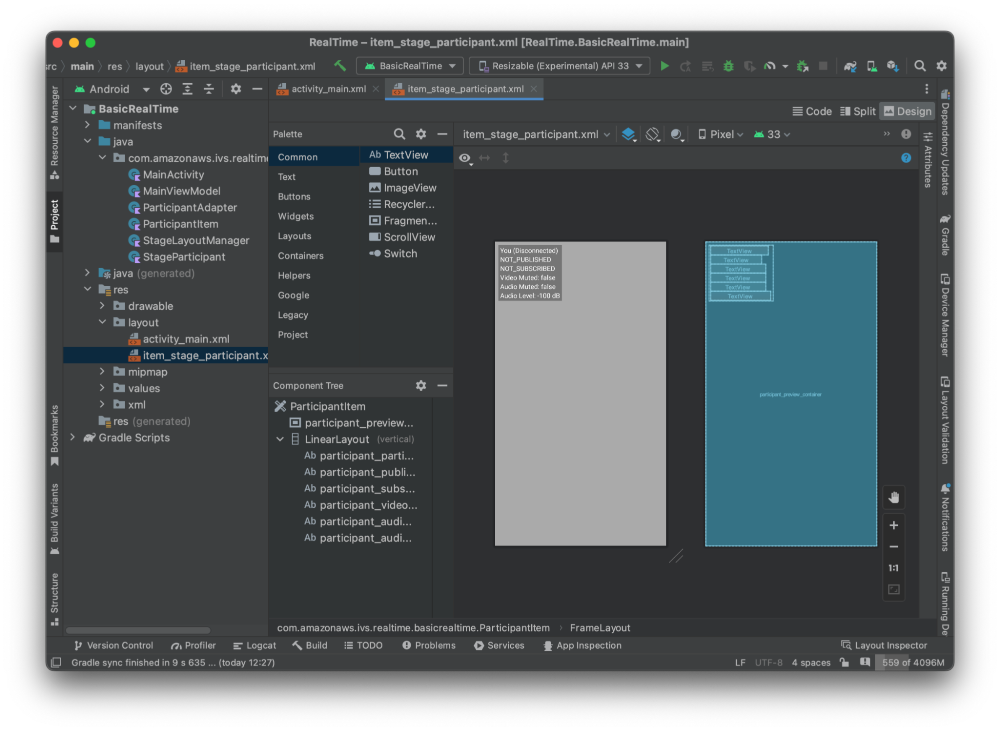Android アプリの RecyclerView 用アイテムビューを作成します - ラベル。