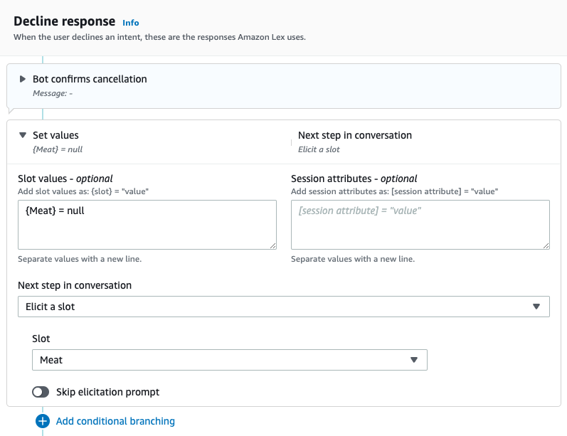 食事の注文に対する顧客の肉の好みを誘発する会話。