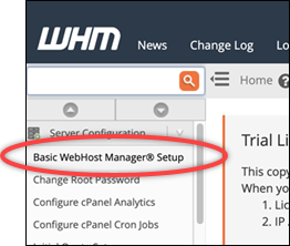 Basic WebHost Manager Setup