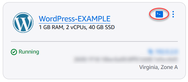 Lightsail のホームページの SSH クイック接続。