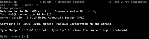 正常な MySQL 接続応答。
