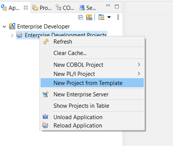 [Enterprise Development プロジェクト] ツリービュー項目のコンテキストメニュー。