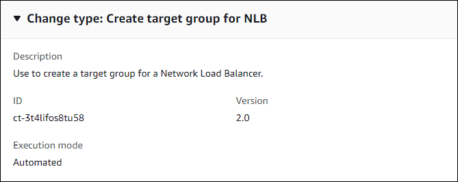 変更 type details for creating a target group for Network Load Balancer.