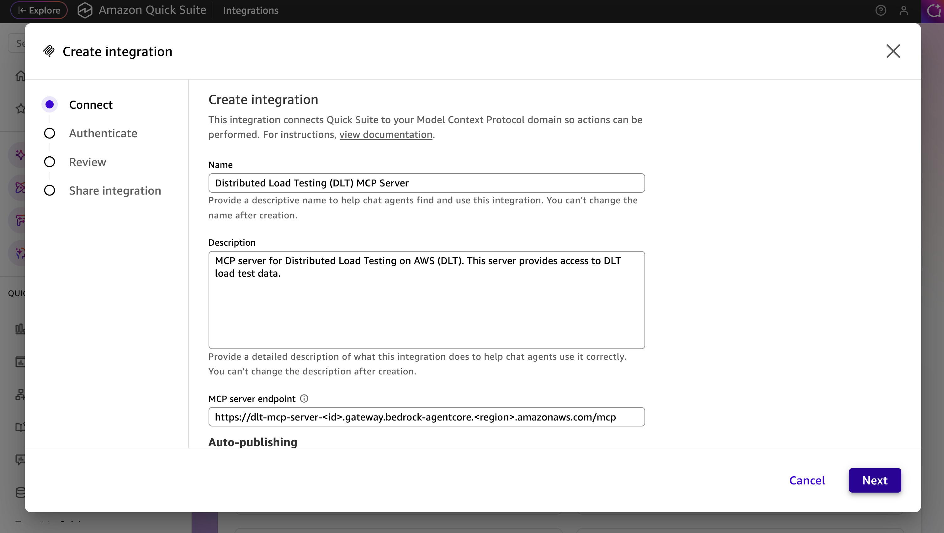 QuickSuite MCP ツールドメインの設定