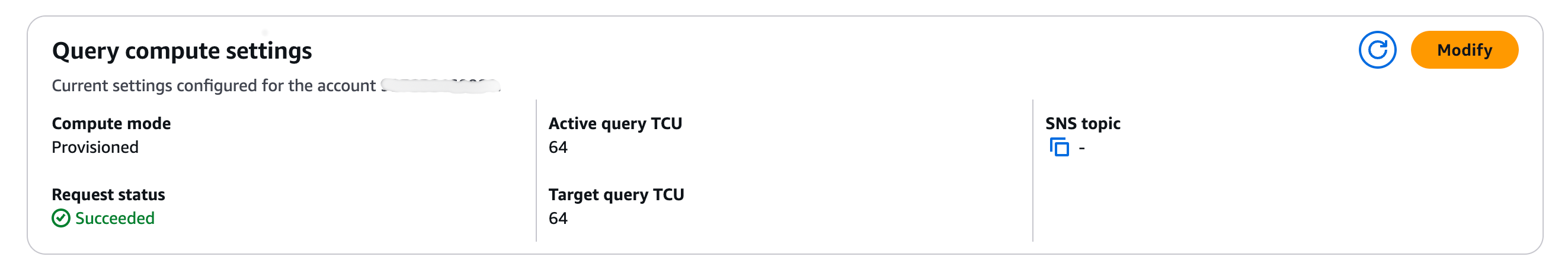 プロビジョンド TCU 設定が更新されたコンソールビューの画像。