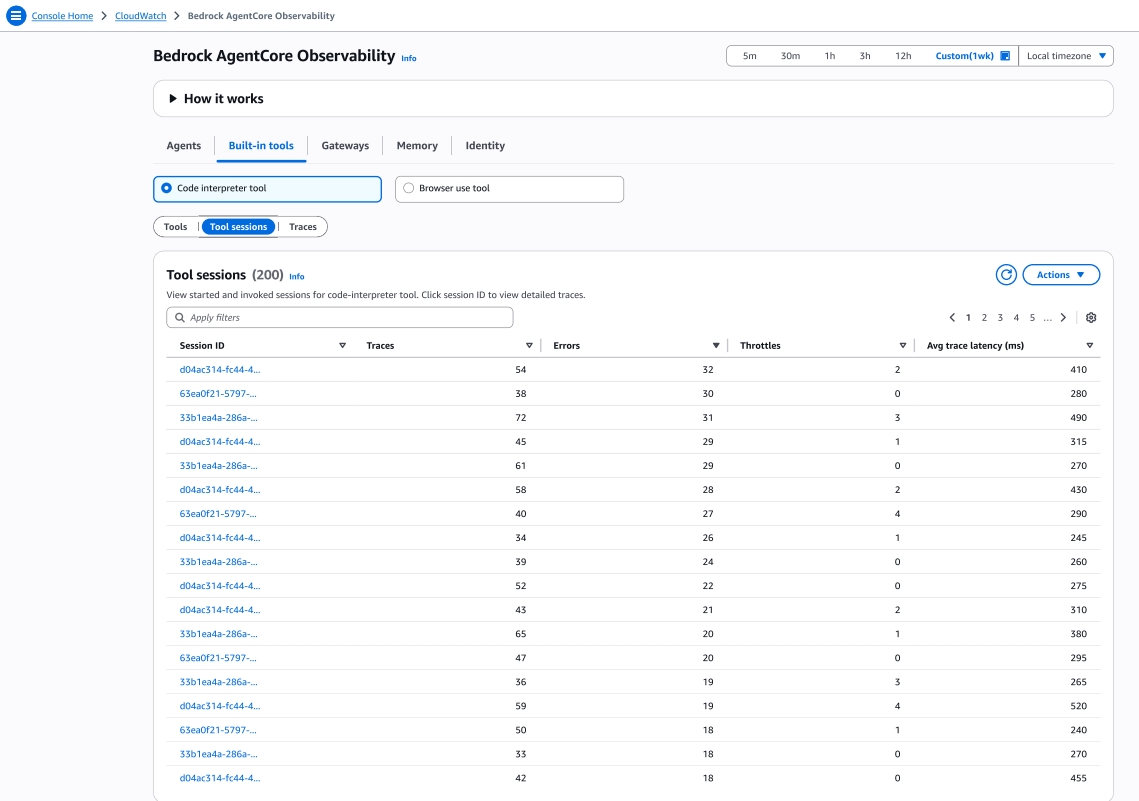 도구 세션 보기
