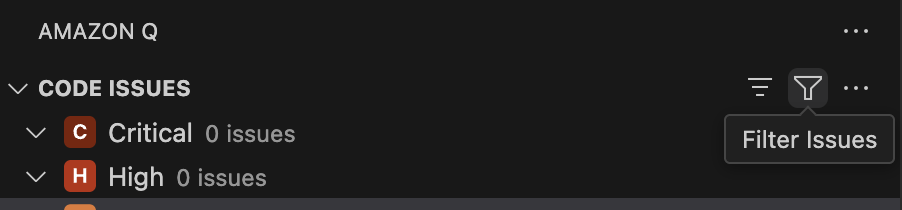 Visual Studio Code의 코드 문제 탭에 있는 필터 아이콘입니다.