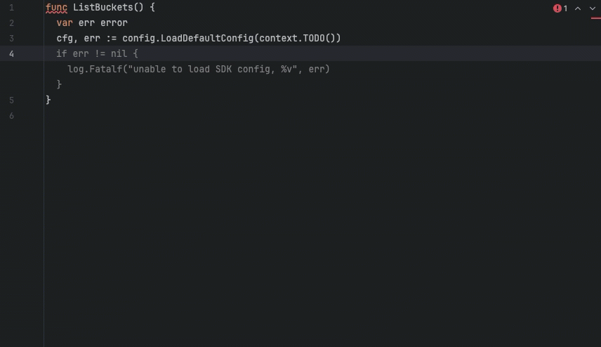 줄별 완성 기능의 예입니다.