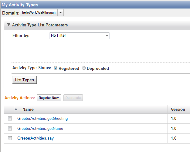 HelloWorldWorkflow 활동 유형