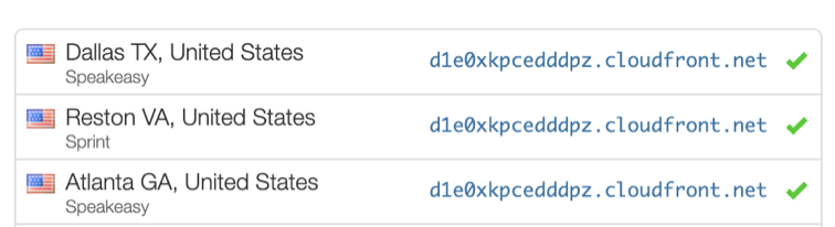 확인 중인 CNAME의 결과를 보여주는 whatsmydns.net 애플리케이션.