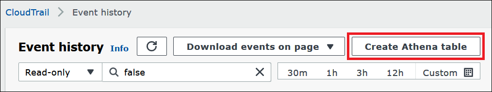 Athena 테이블 생성 선택