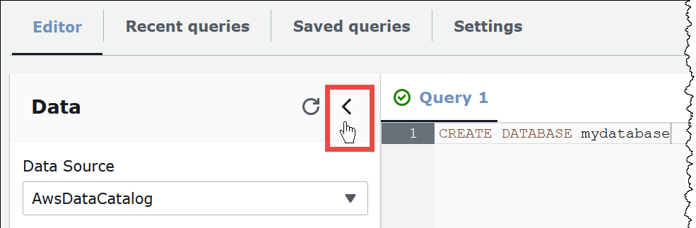 화살표를 선택하여 탐색 창을 축소합니다.