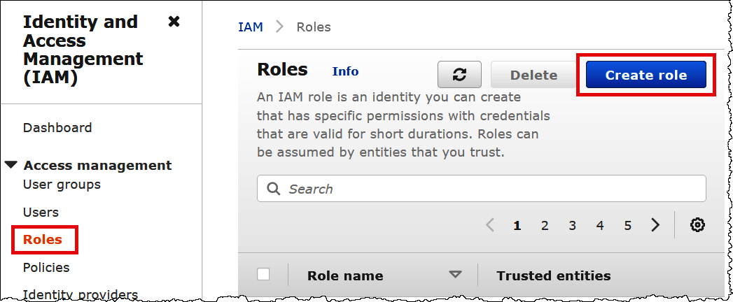 역할 생성을 선택합니다.