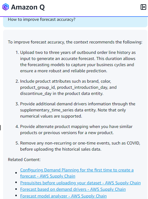 예측 정확도를 개선하기 위한 샘플 답변