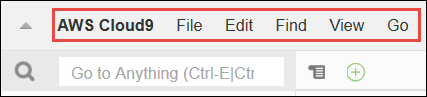 AWS Cloud9 IDE의 메뉴 모음