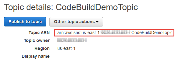 주제 ARN 값입니다.