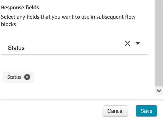 상태로 설정된 응답 필드 드롭다운.