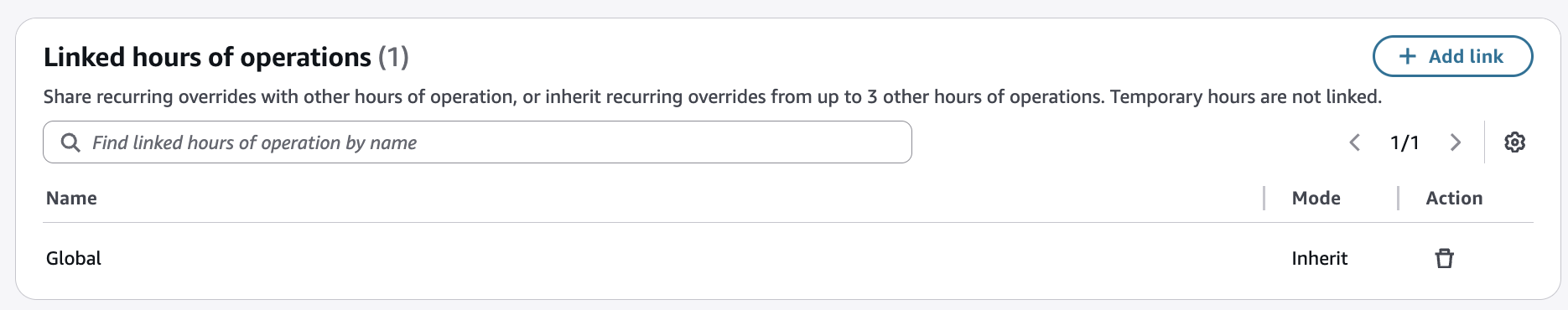링크는 다른 작업 시간 테이블에서 재정의됩니다.