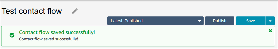 흐름이 성공적으로 저장되었다는 메시지.