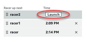 레이서 대기열에서 출발 버튼을 선택하여 개별 레이서를 실행하십시오.