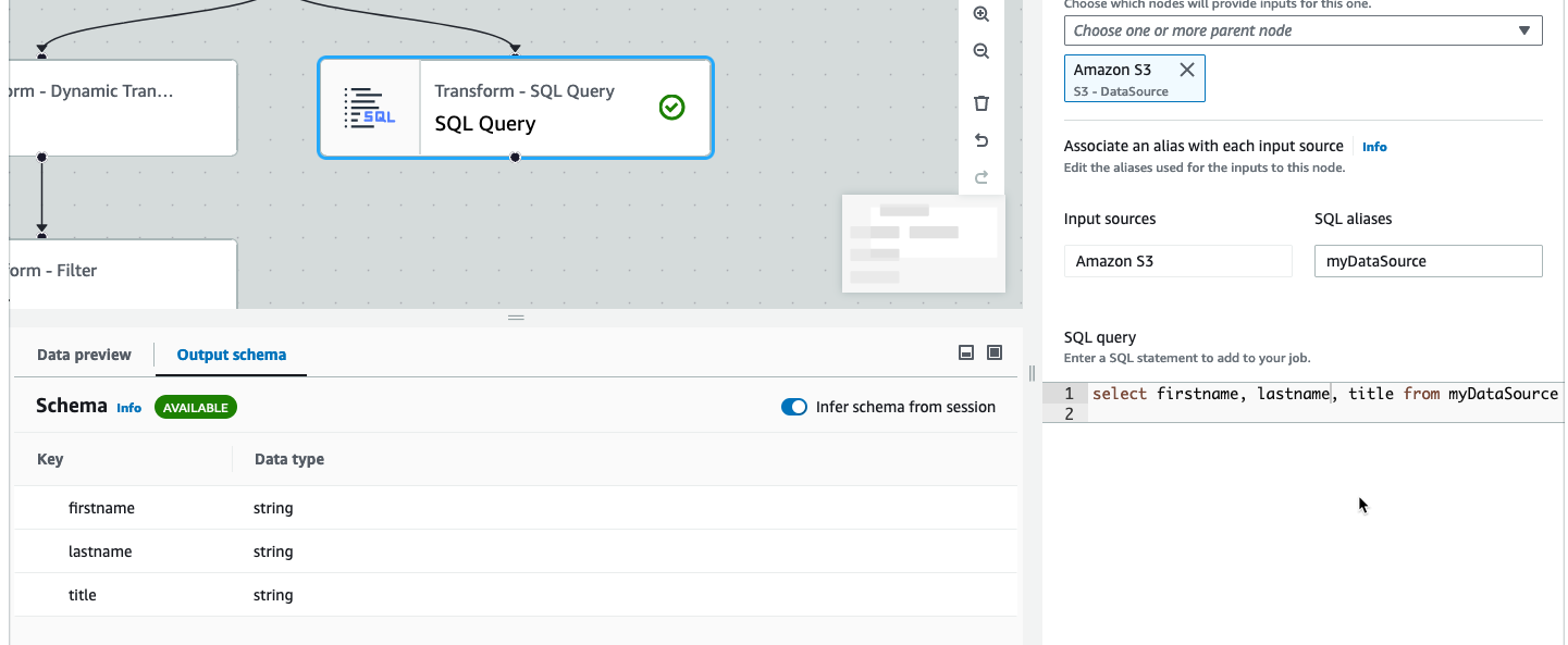 스크린샷은 시작한 노드의 데이터 미리보기 탭을 보여줍니다.
