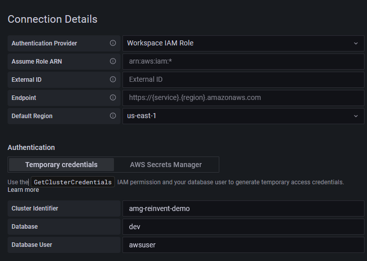 임시 자격 증명 예제