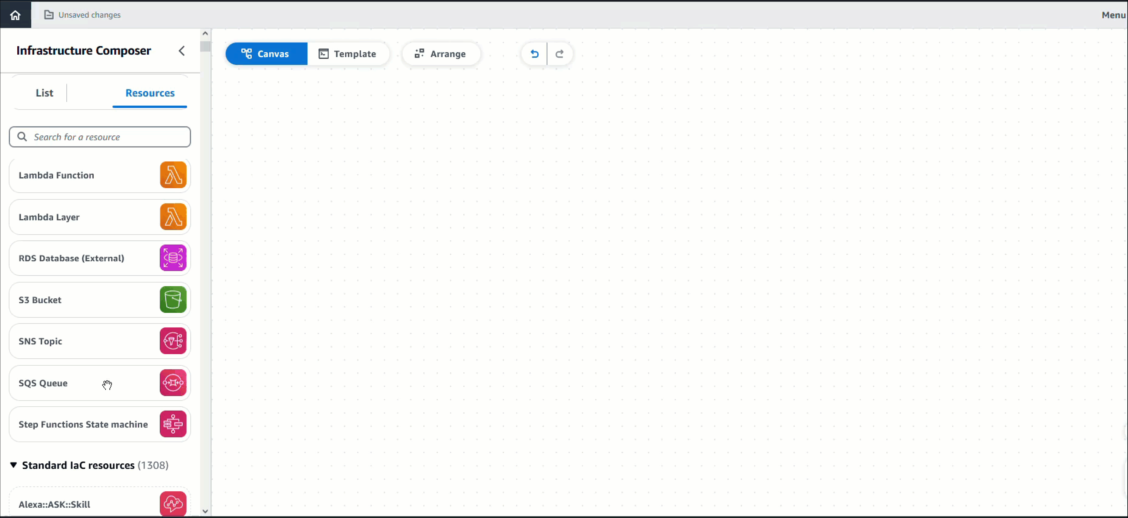 Infrastructure Composer에서 Step Functions Workflow Studio 시작.