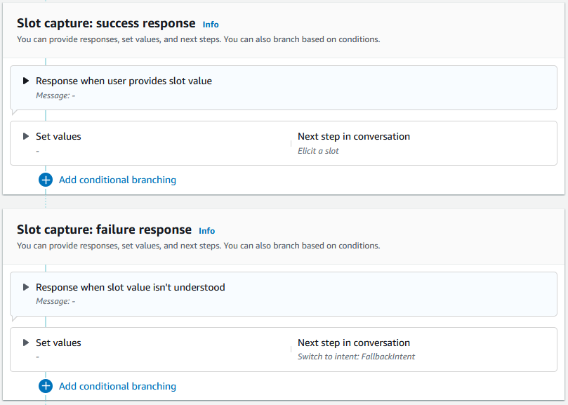 슬롯 응답을 위한 고급 옵션.