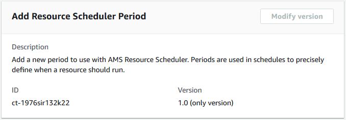 Form to add a new Resource Scheduler Period, showing 설명 field and ID details.