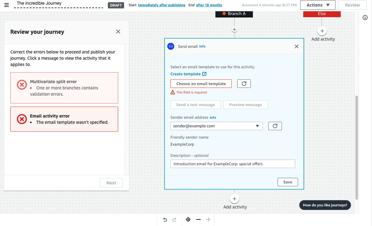 여정을 검토하는 방법의 예입니다.