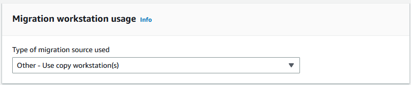 기타 - 워크스테이션 복사 사용의 기본값이 표시된 마이그레이션 워크스테이션 사용.