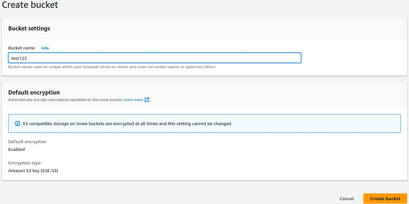 버킷 생성 페이지