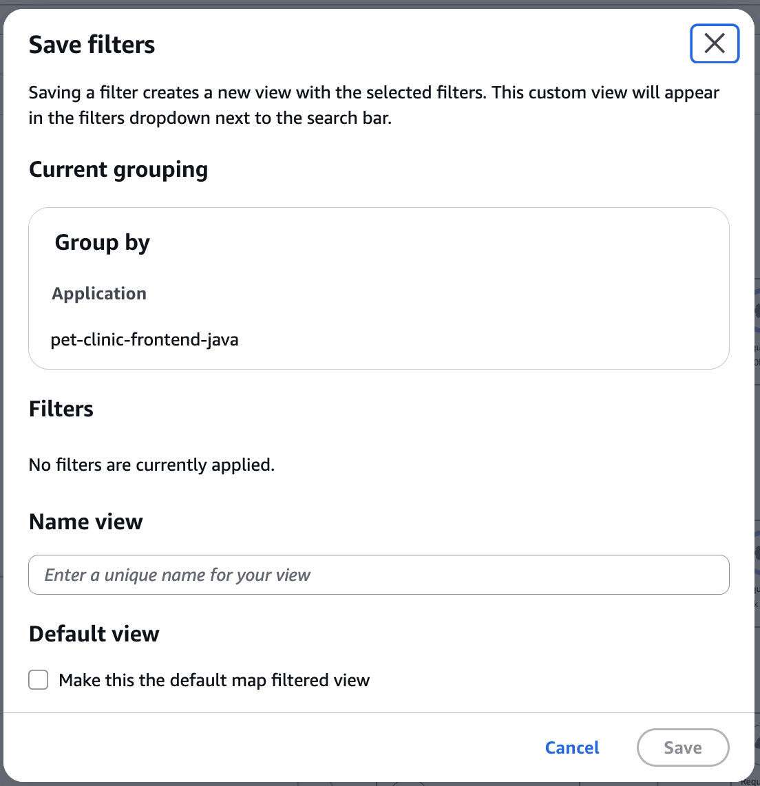 Salvar configuração de agrupamento