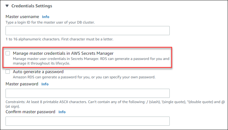 Gerenciar credenciais principais no AWS Secrets Manager