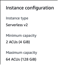 Seção Instance type (Tipo de instância), parte da interface do usuário de configuração de instância de banco de dados.
