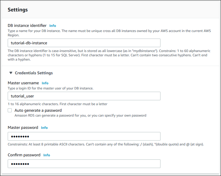 Seções de configurações