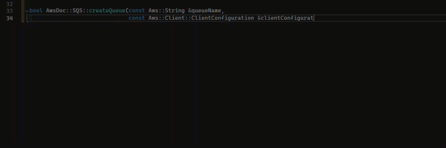 Um exemplo do atributo de preenchimento completo da função usando C.