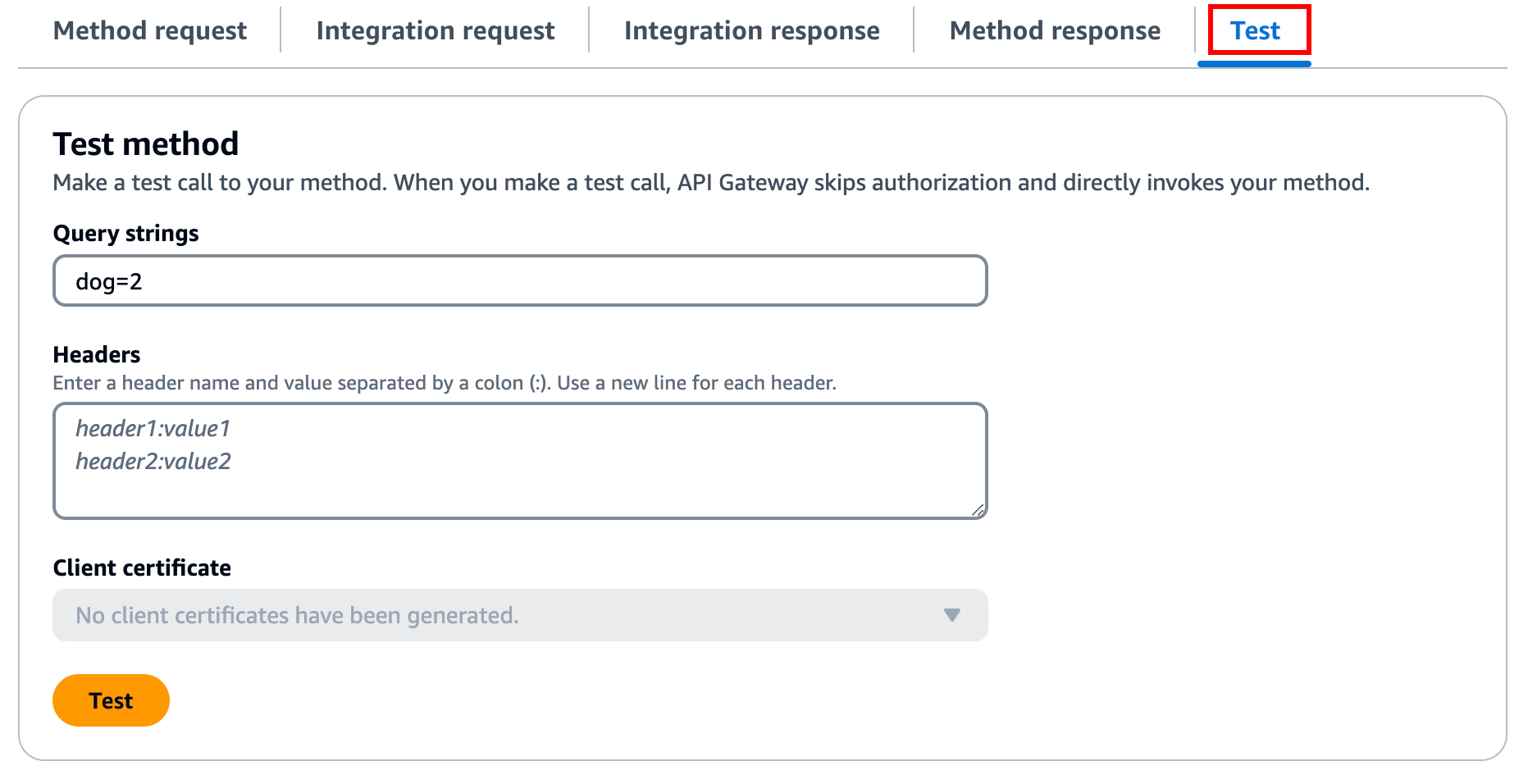 Use a guia de teste para testar uma API. Ela está ao lado da guia de resposta do método.