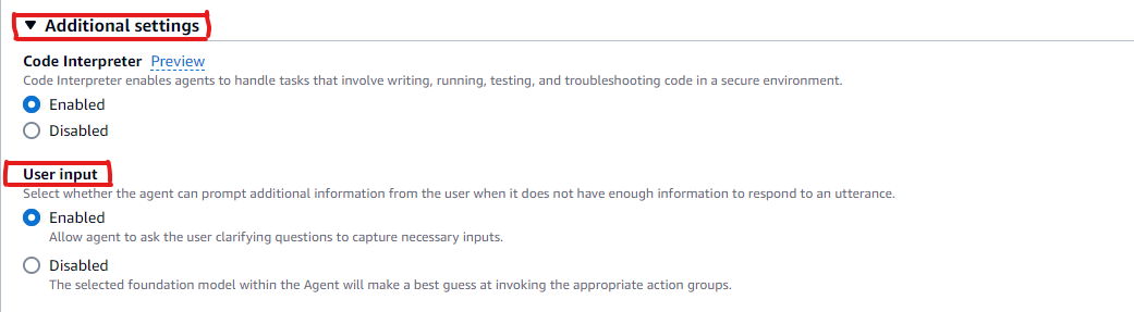 Configure o agente para solicitar mais informações ao usuário se as informações necessárias não estiverem lá para concluir uma tarefa. É possível configurar o agente habilitando a entrada do usuário no grupo de ação do agente.