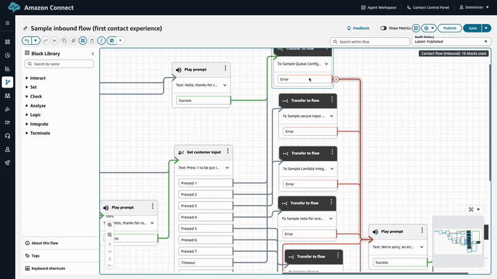 GIF que mostra como habilitar linhas de alto contraste no designer de fluxos.
