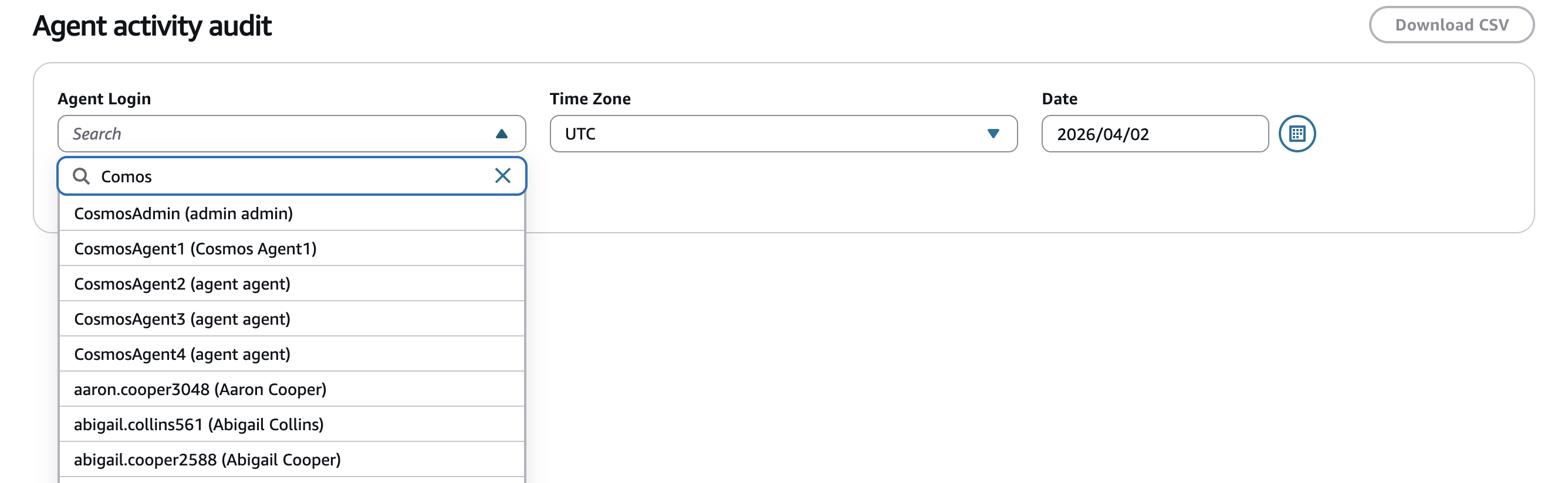 Sem controles de acesso baseados em tags, você vê todos os atendentes.
