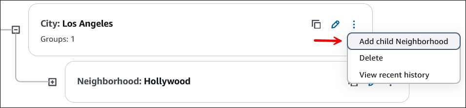 A opção Adicionar opção secundária ao nível 4 Adicionar um bairro secundário.