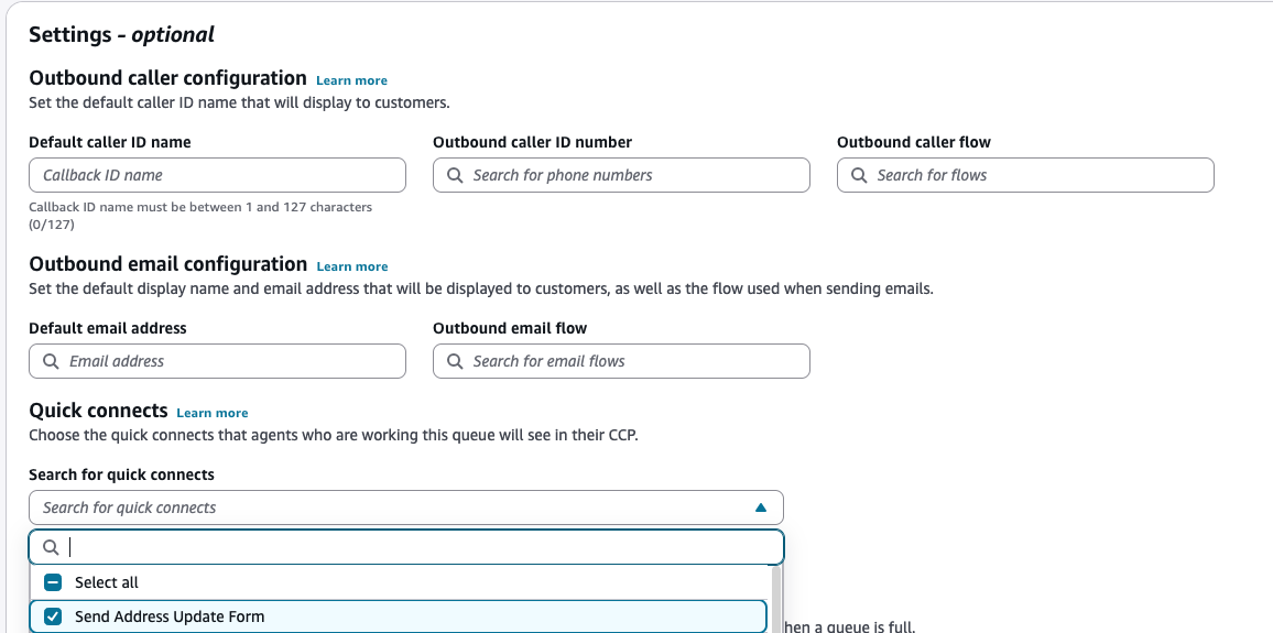 Crie o Quick Connect para fluxo iniciado pelo agente