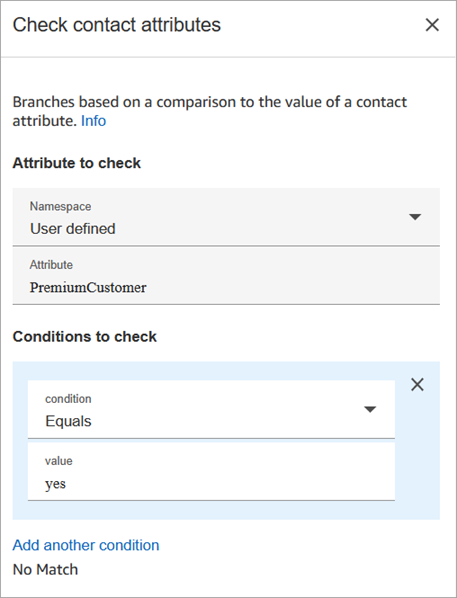A página Propriedades do bloco Verificar atributos de contato.
