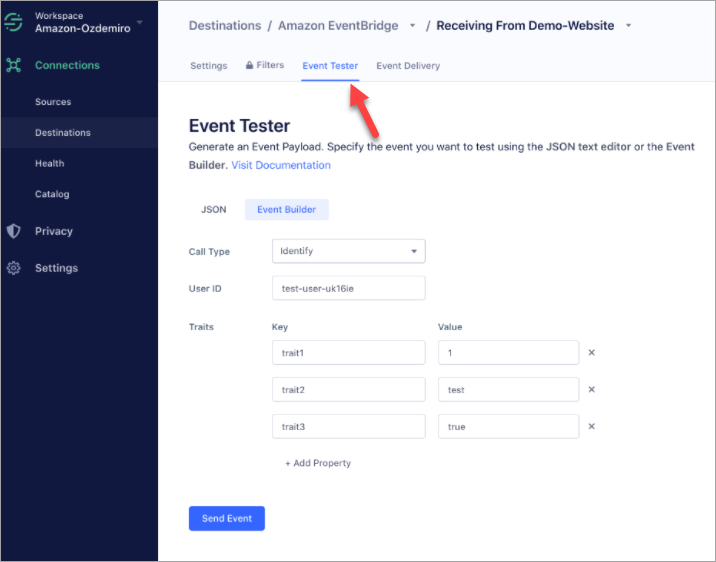 A guia do testador de eventos.