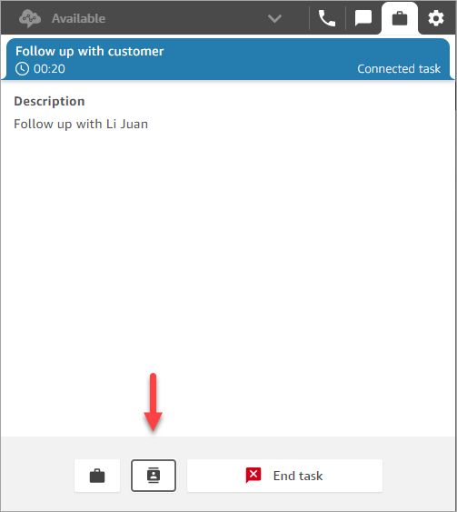 Uma tarefa conectada e o botão Conexão rápida.